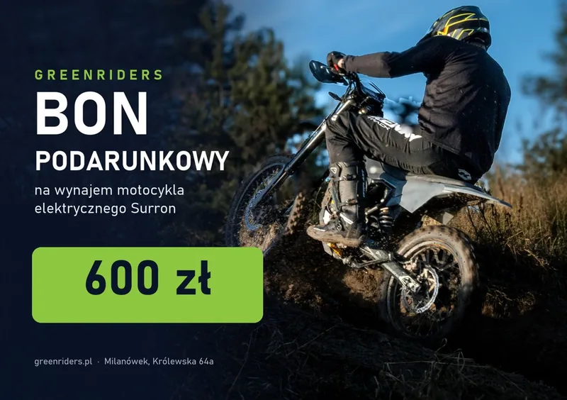 Przód bonu podarunkowego GREENRIDERS z kwotą